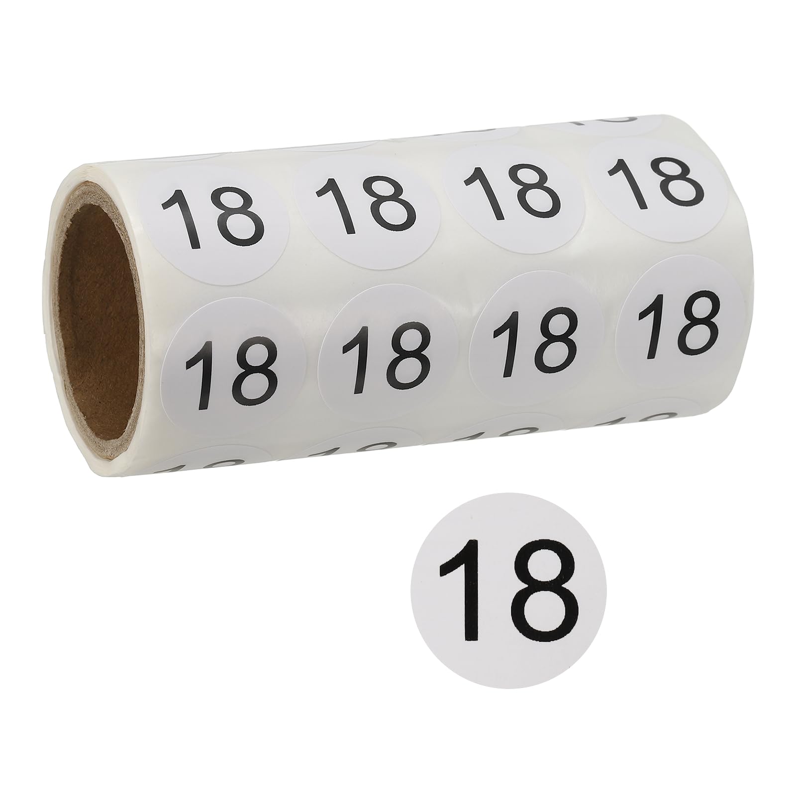 PATIKIL 1 Inch Number Stickers, Number 18 Sticker Numbers Labels Round Small Vinyl Self Adhesive Label Circle Decals 500 Pcs 1 Roll for Photo Album Poster Table, Black