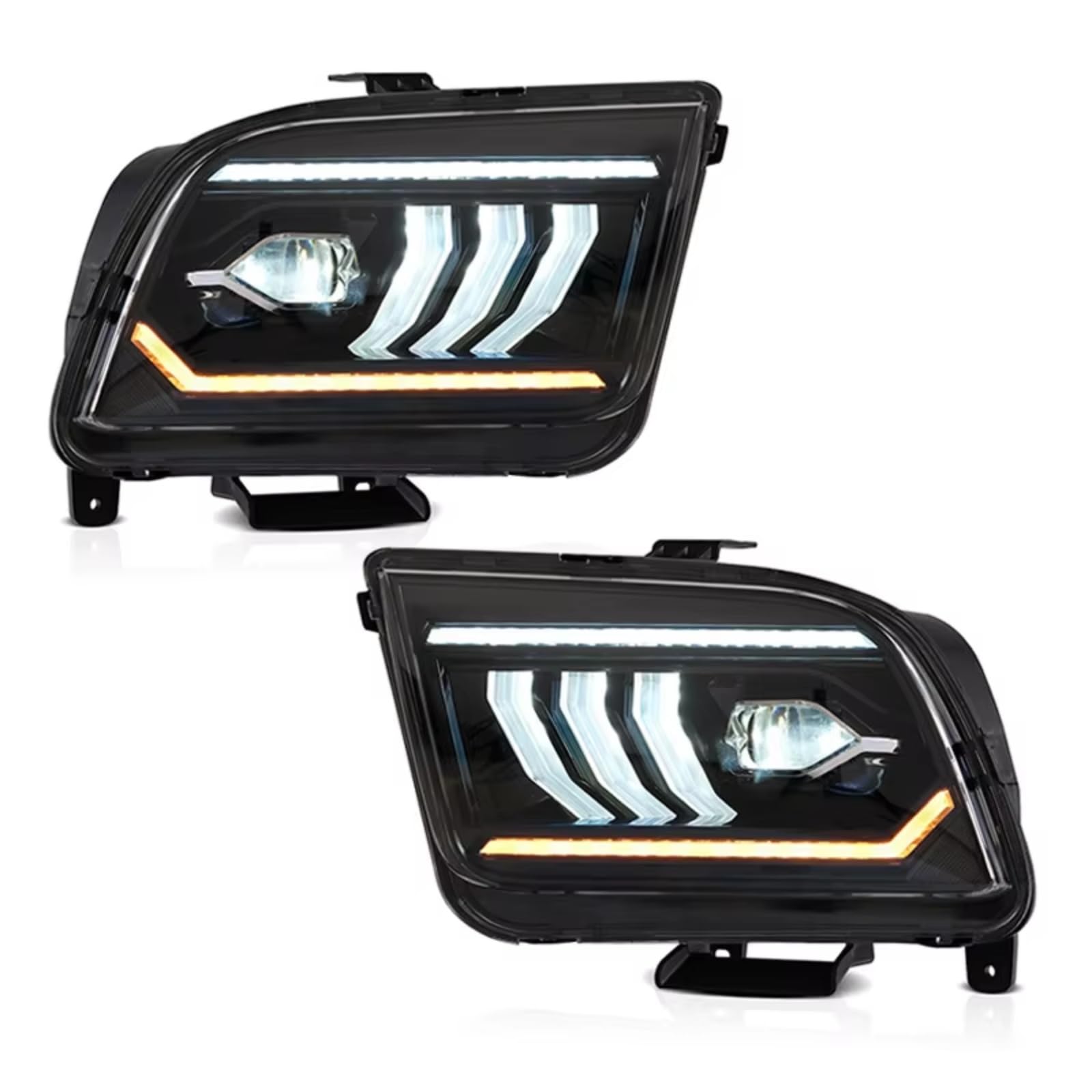 Gruppo Fari Abete Compatibile Con Ford Per Mustang 2005 2006 2007 2008 2009 Fari Anteriori DRL Indicatori Di Direzione Abbaglianti Proiettore Lente Faro