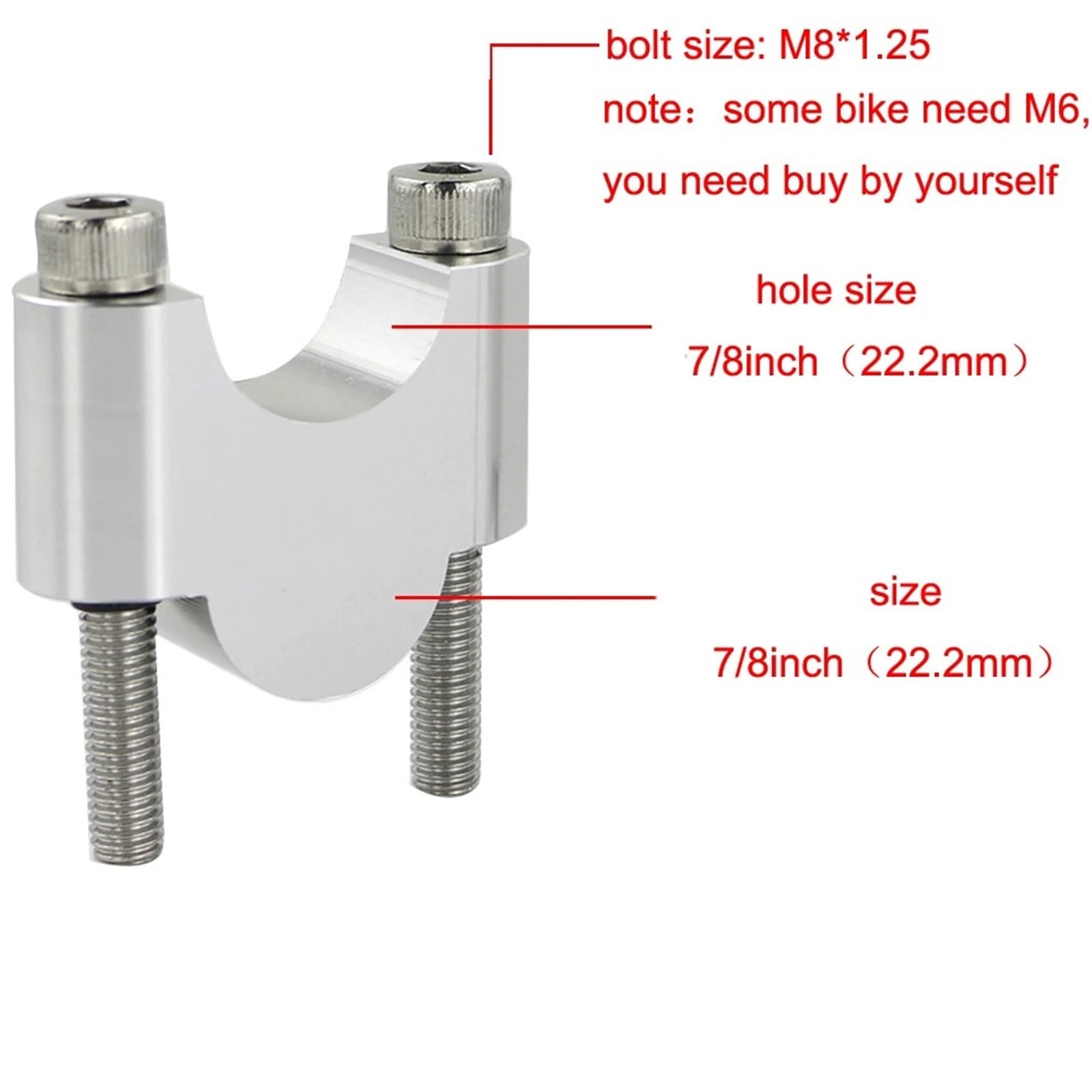 Riser Manubrio Moto Per BMW R1200R F800ST F700GS F650G F650CS G650GS R1100GS R1150GS R850GS Manubrio Riser 22mm 7/8"(Silver Riser 20mm)