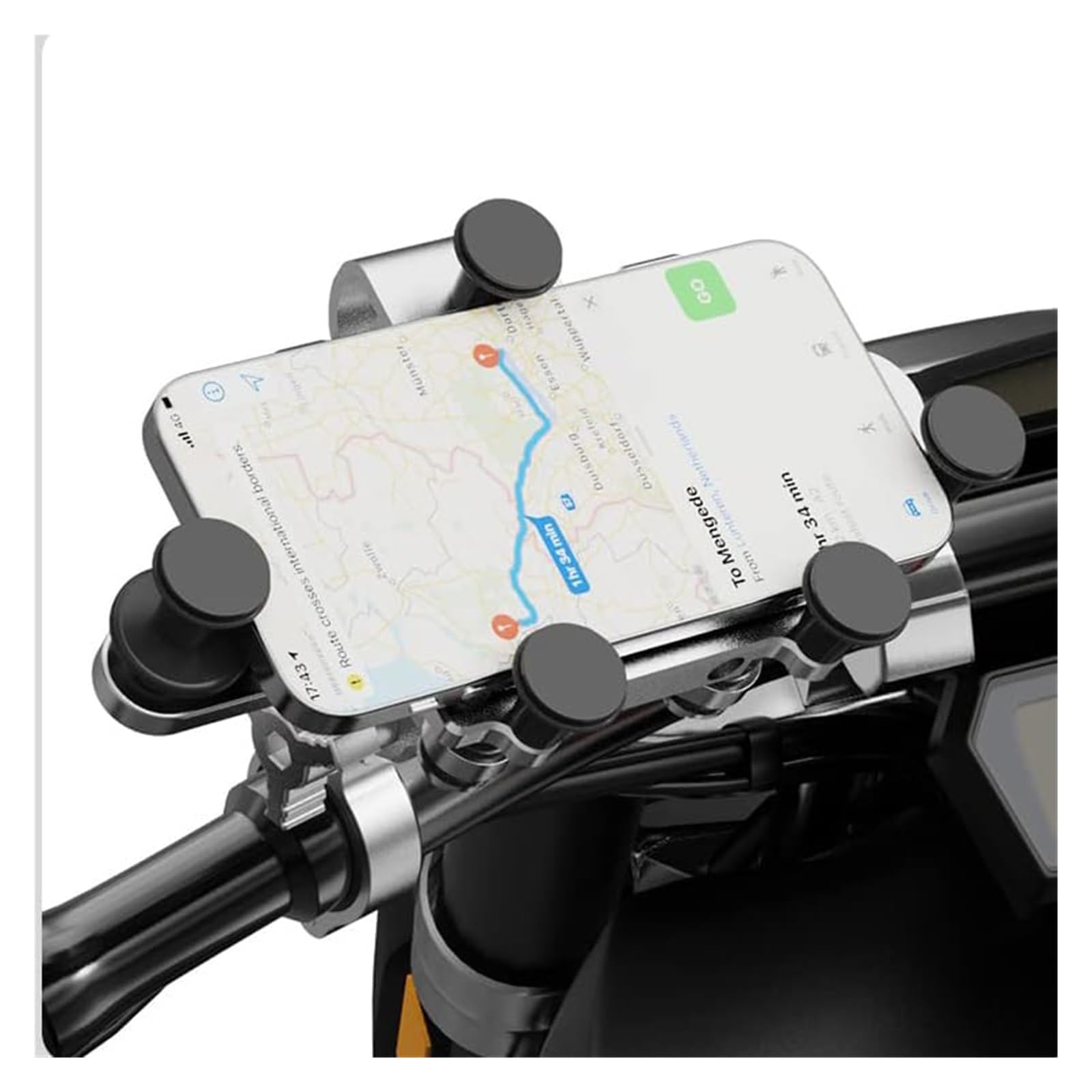 Supporto telefono bicicletta Per Supporto Per Telefono Moto HD Rotazione A 360 ° Silicone A Sgancio Rapido Anti Vibrazione Anti Scivolo Rotazione Regolabile Anti Vibrazione(‎B-silver)