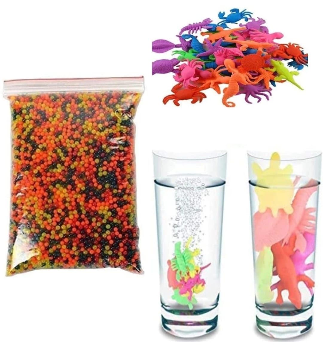 WAAOME Combo (4000 Pcs Water Growing Balls + 40 Pcs Water Growing Animals) Water Ball for Home Decor, Vases Fillers, Toys Games Decoration (AB138)-image-48