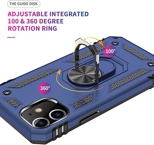 Miniatura 3 de Aozuoton Funda para iPhone 12, iPhone 12 Pro, grado militar de 16 pies probada en caídas, anillo protector a prueba de golpes para iPhone 1212 Pro,