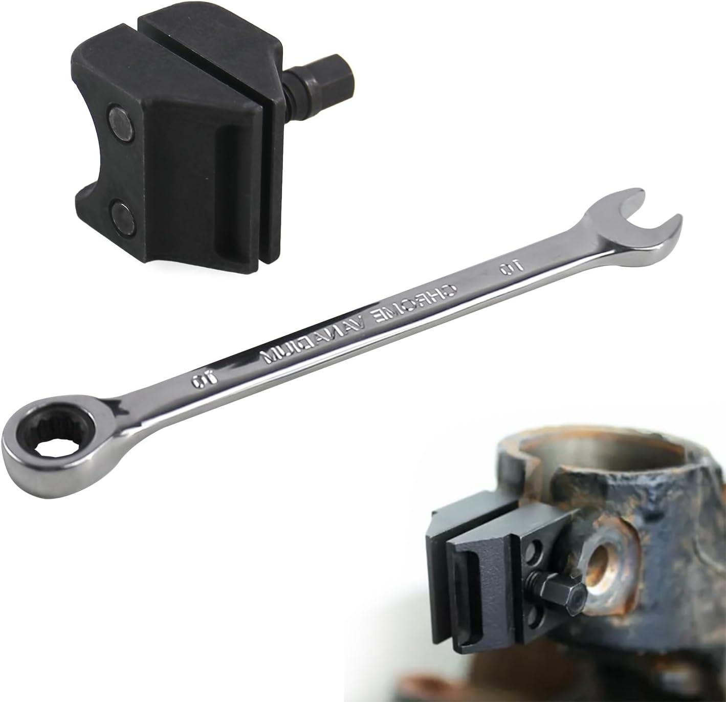 RYANSTAR RACING Universal Suspension Strut Split Hub Steering Knuckle Spreader Tool with Wrench - Compatible with VW, Audi, BMW, Ford, Peugeot, and Citroën