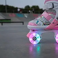 Patins Quad Infantil Unicórnio com LED + Bolsa Ajustável