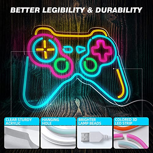 Eufrozy Neon Light Sign Gamer, Acrylic LED Gaming Neon Sign with 10-Level Dimming and Memory Function, USB Powered Neon Controller Light for Wall Decor, Boys Bedroom, Man Caves, Party, Birthday Gifts - Image 4
