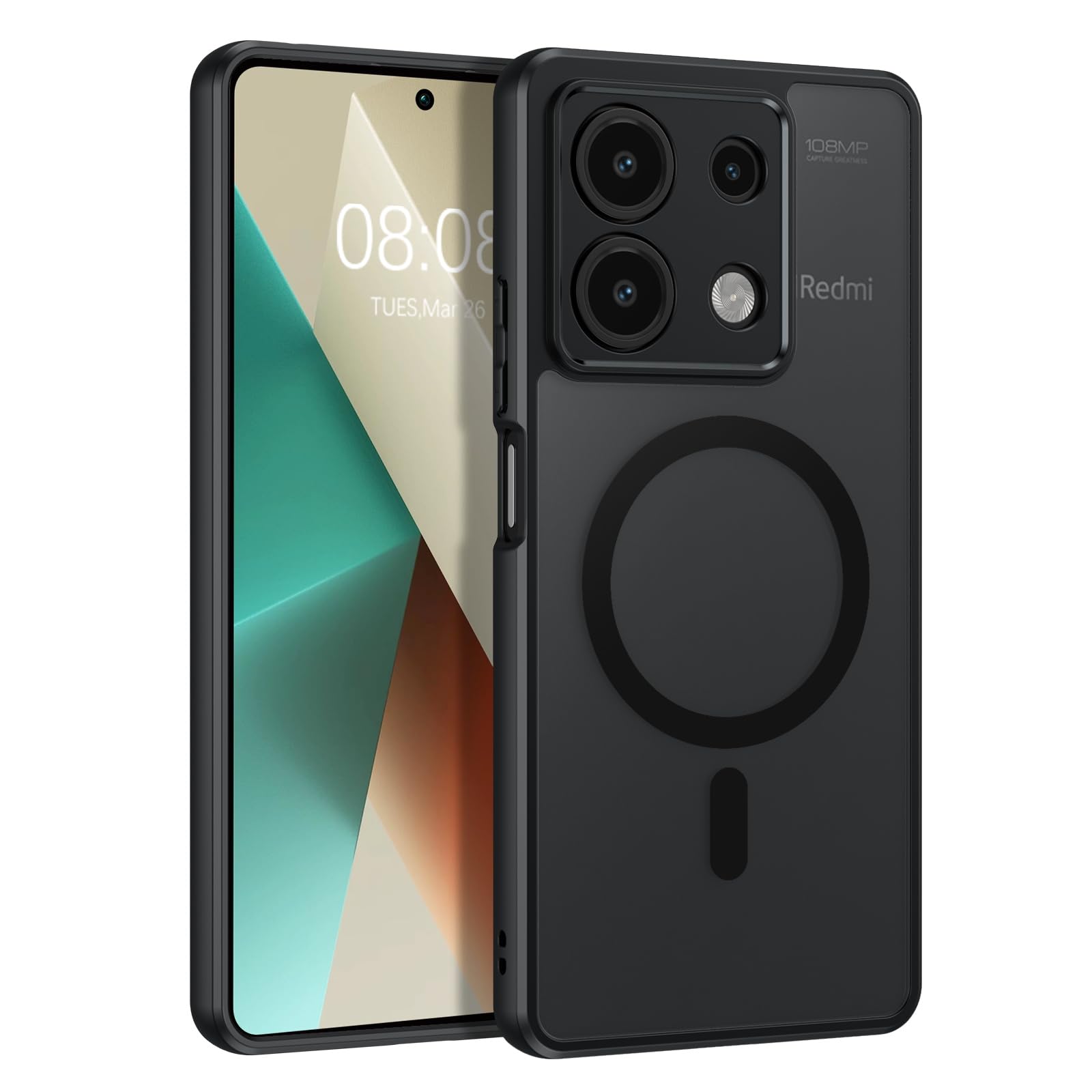 DOMAVER Custodia Per Xiaomi 14T Pro 5G Con MagSafe - Trasparente Opaco Nero, Antigraffio E Ultra Sottile