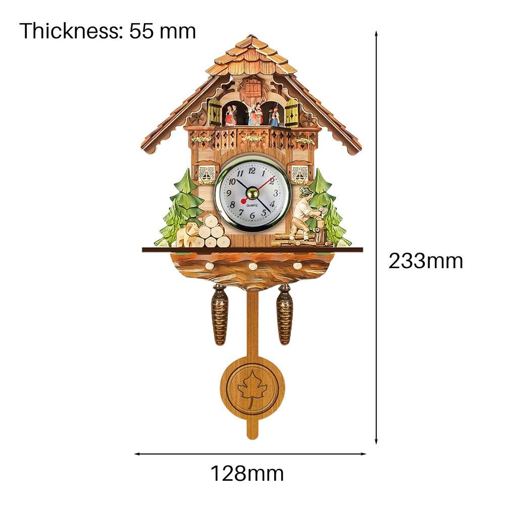 lihsong Cuckoo Clock Antique Wooden Cuckoo Birdhouse Wall Clock Home Decor Hanging Cuckoo Clock Auto Swing Pendulum Home Decor (CM003)