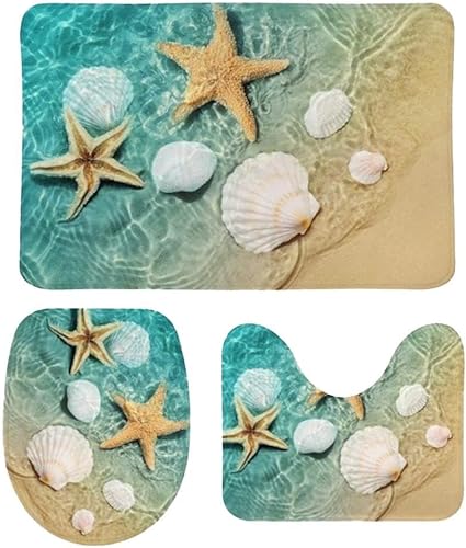 Bathroom Rug Set with Non Slip Bath Mat, Toilet Lid Cover and Contour Mat for Bathroom - Memory Foam Soft Absorbent Quick Dry Floor Mat