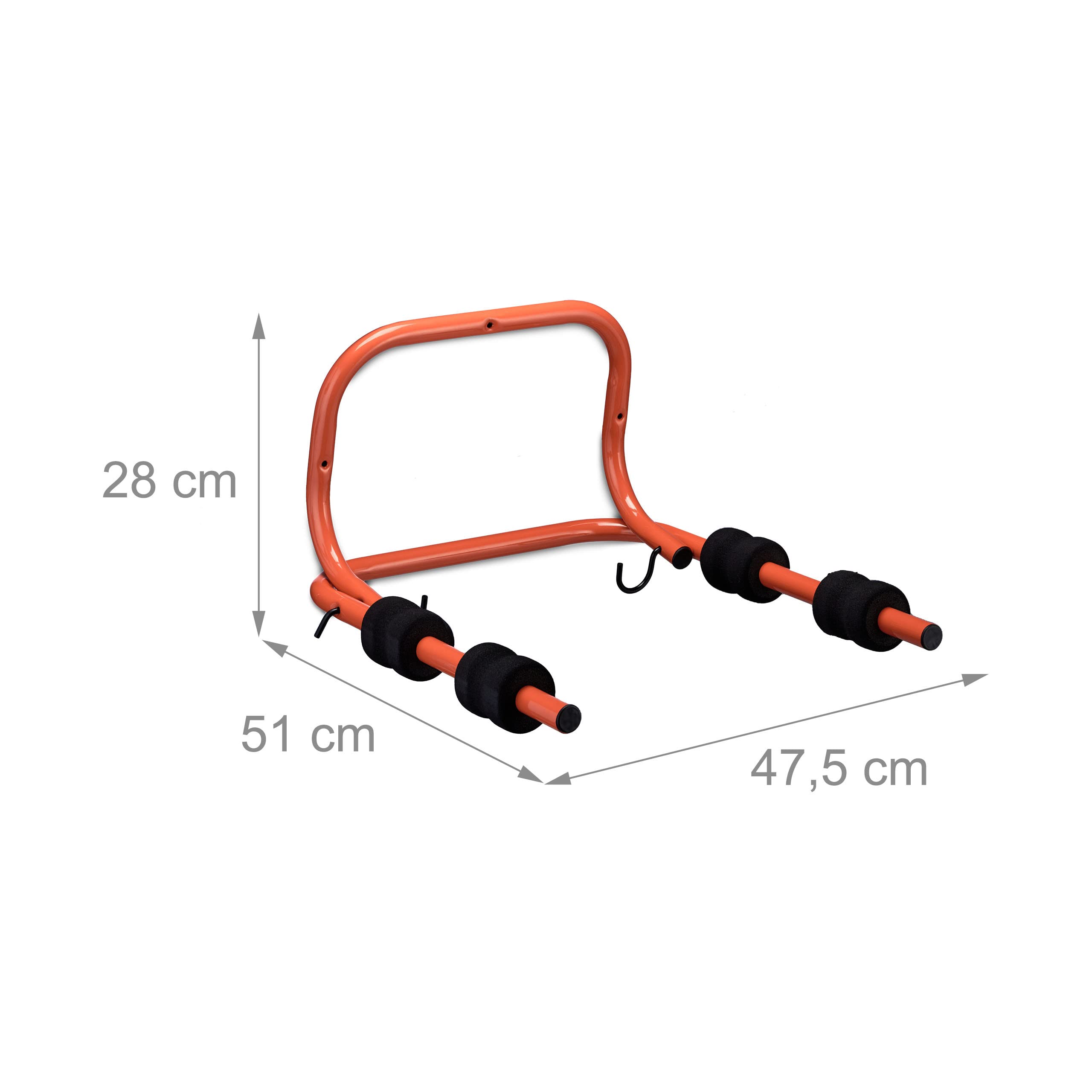 Relaxdays Porte-vélo Mural, pour 2 vélos, Charge Max. 30 kg, Repliable, HLP: 28x47,5x51 cm, accroche-vélo, Rouge et Noir