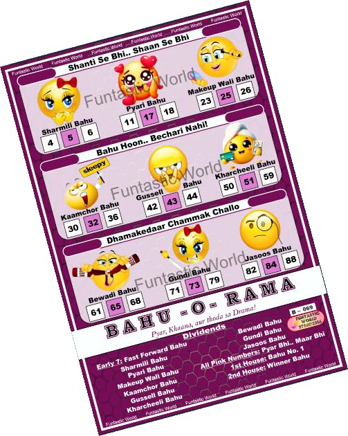 Funtastic World All Time Theme Tambola Tickets/Miscellaneous Kukuba/Bingo Cards, Board Game (Bahu-O-Rama Theme)