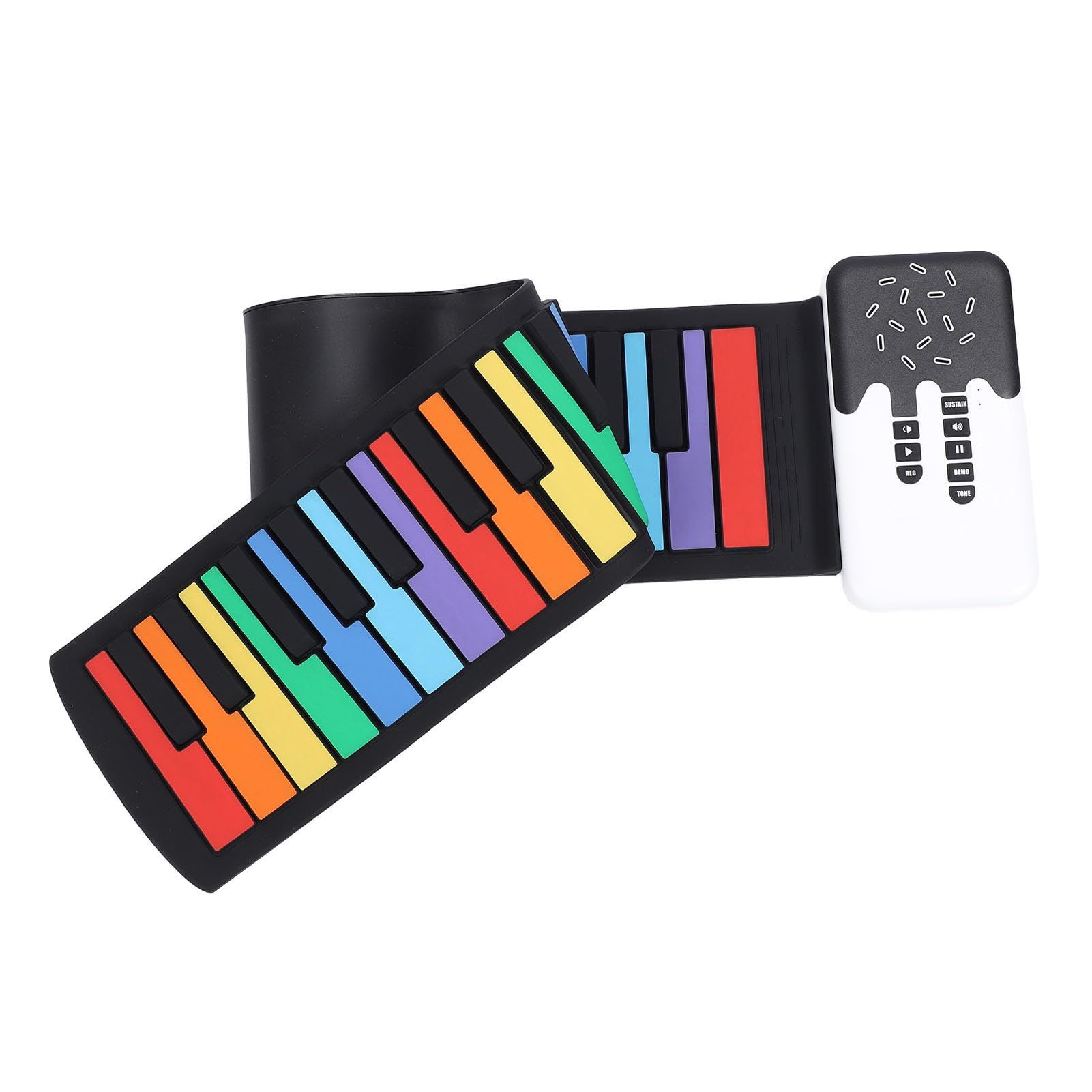 Piano Enrollable, 49 Teclas, Piano Electrónico Portátil Colorido para Principiantes, Teclado de Piano de Música Digital Enrollado a Mano, Flexible y Plegable con Altavoz para Uso