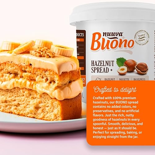 Miniatura 3 de Nuuva Foods Buono - Crema de avellanas para untar, sin gluten, para postres y barras de chocolate, relleno de avellanas para panaderías, galletas y