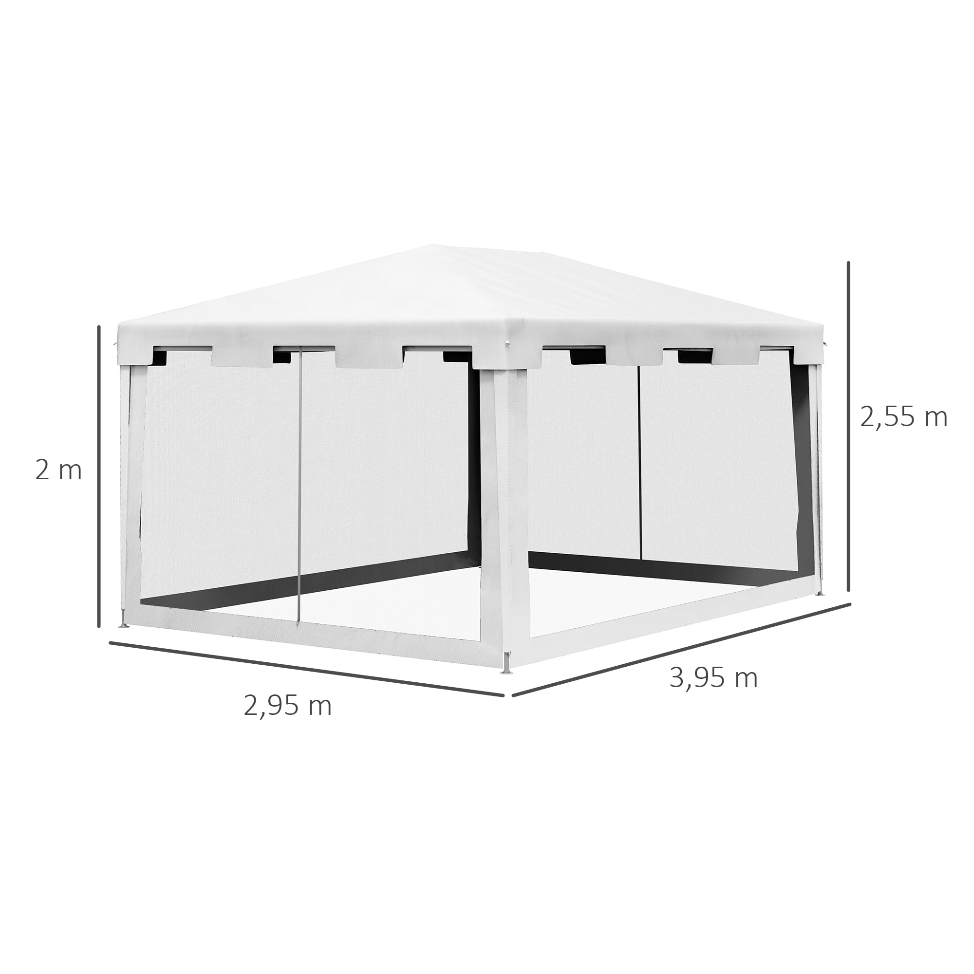 Outsunny Tonnelle de Jardin 3 x 4 m Parois en Maille 2 Portes Blanc