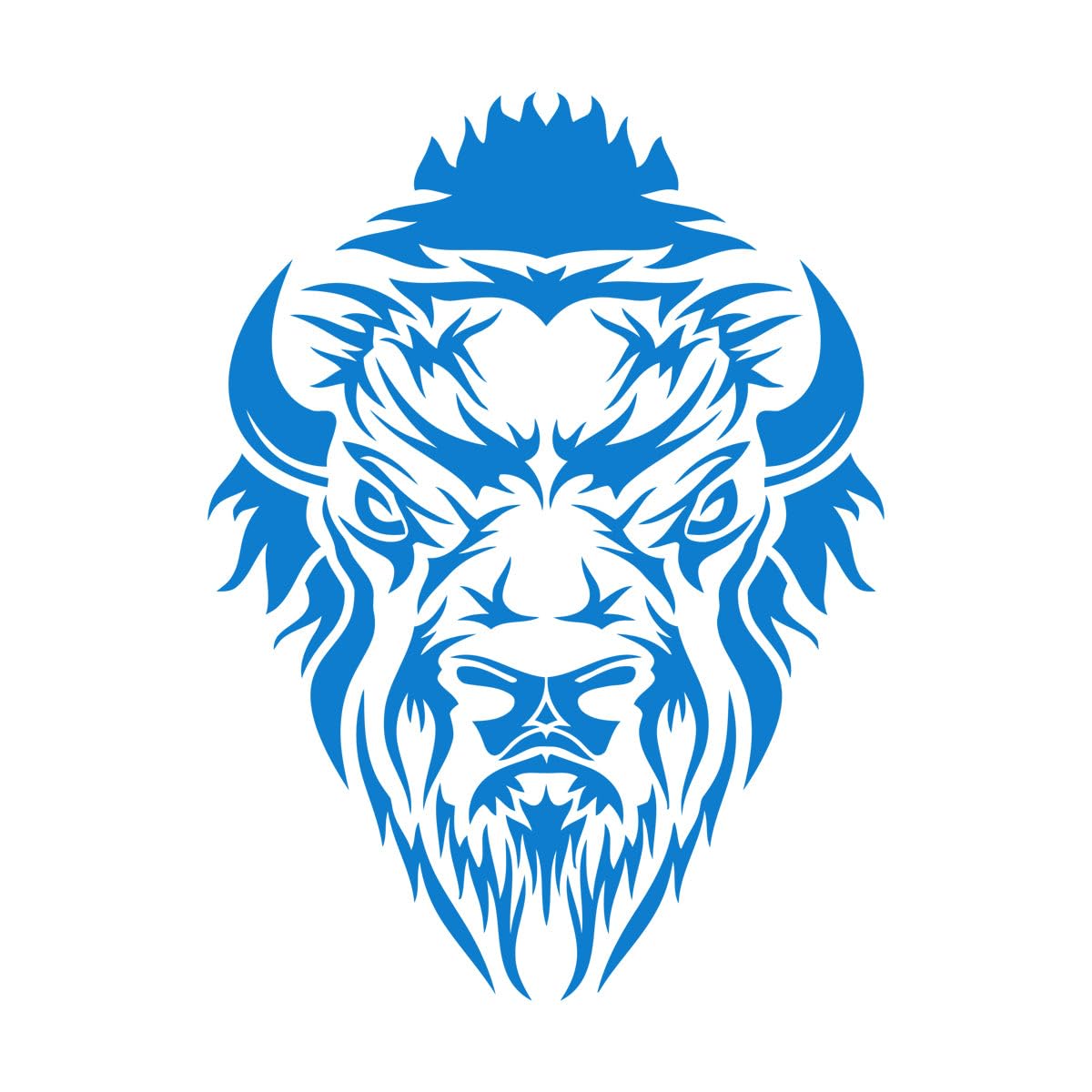 Wall Decals Paster Paper Bison Wild Animal Head Bull Power Horns 54x74.3cm Can Modify and add Information Large Blue