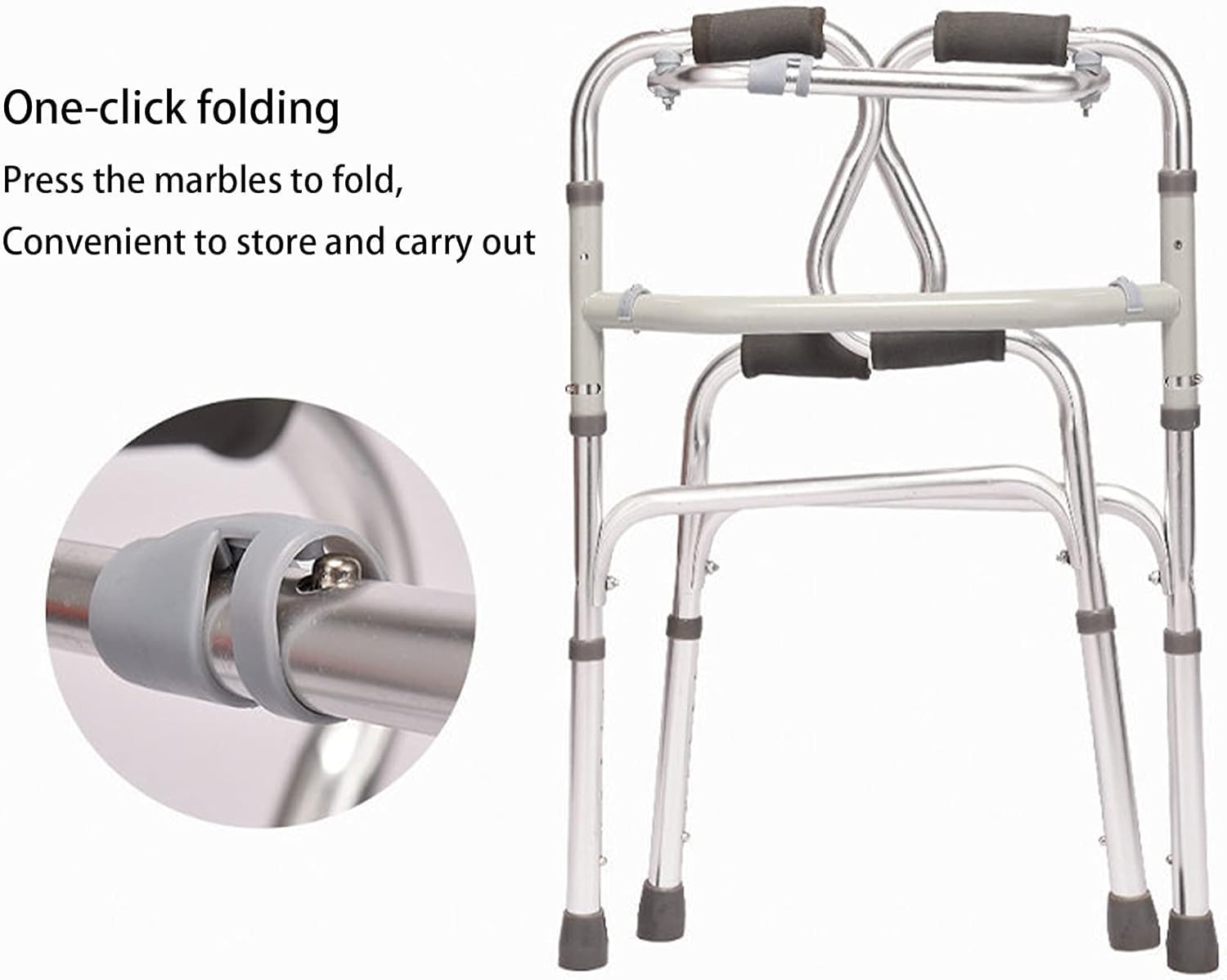 Andador vertical plegable alto, ayuda de movilidad para personas mayores y adultos, ideal para movilidad paralizada y limitada, plegable y almacenado, altura ajustable, soporta hasta 300 libras.