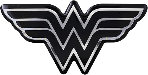 Fan Emblems Wonder Woman - Calcomanía cromada para automóvil, logotipo clásico (negro y cromado)
