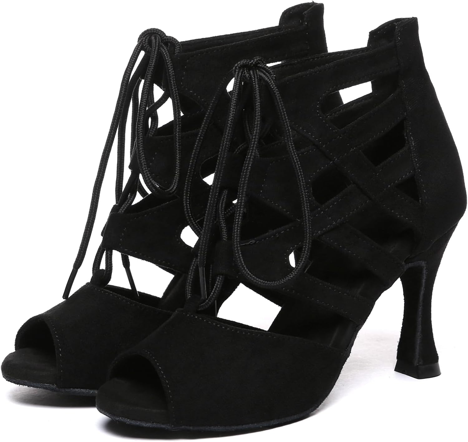 Minishion Women's Ballroom Dancing Boots Lace-up Latin Shoes Formal Party Sandals