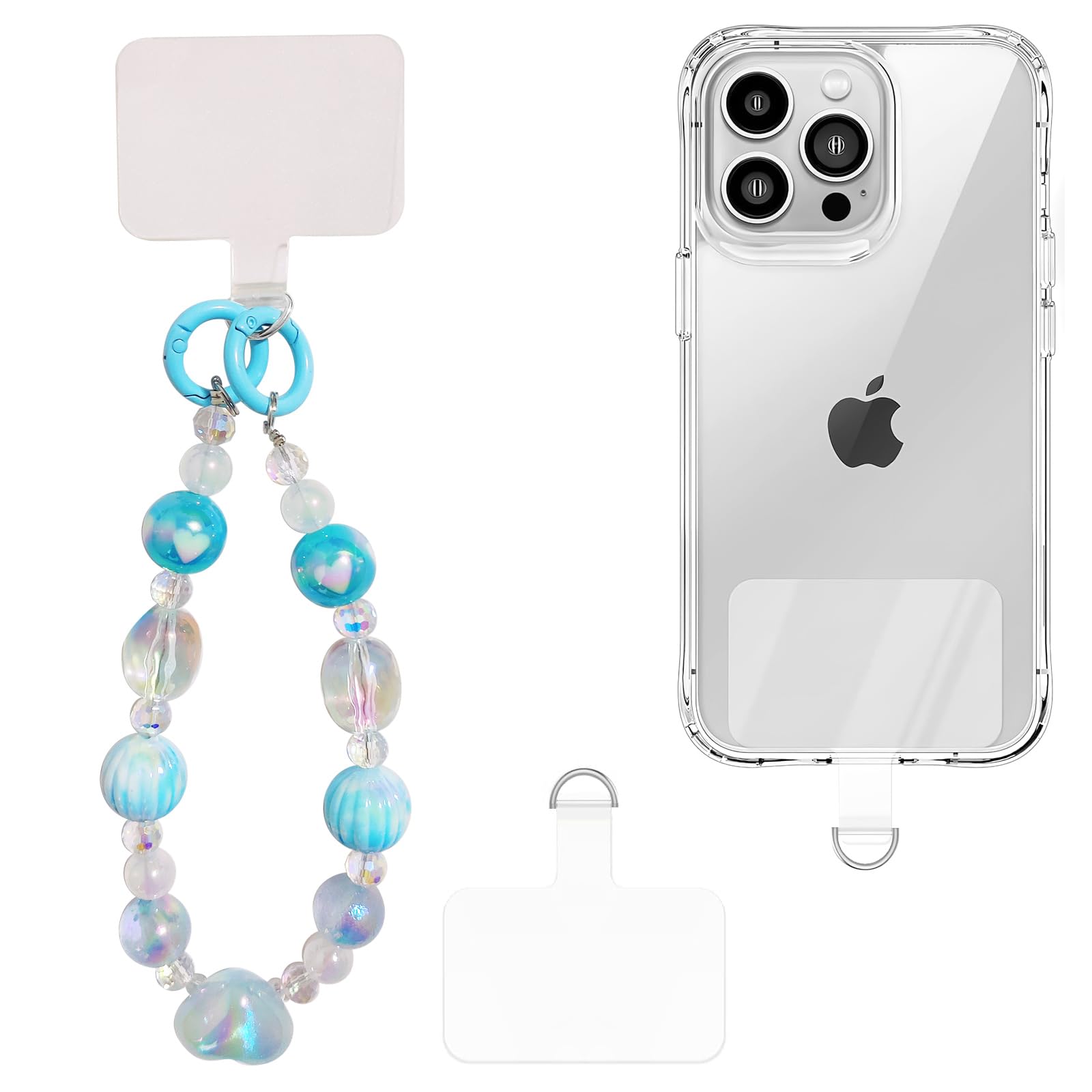 AGEN KGEN Beaded Phone Charm Natural Stone& Pearls Phone Strap Charm Handmade Cell Phone Lanyard Wrist Strap Beads Cute Cell Phone Chain