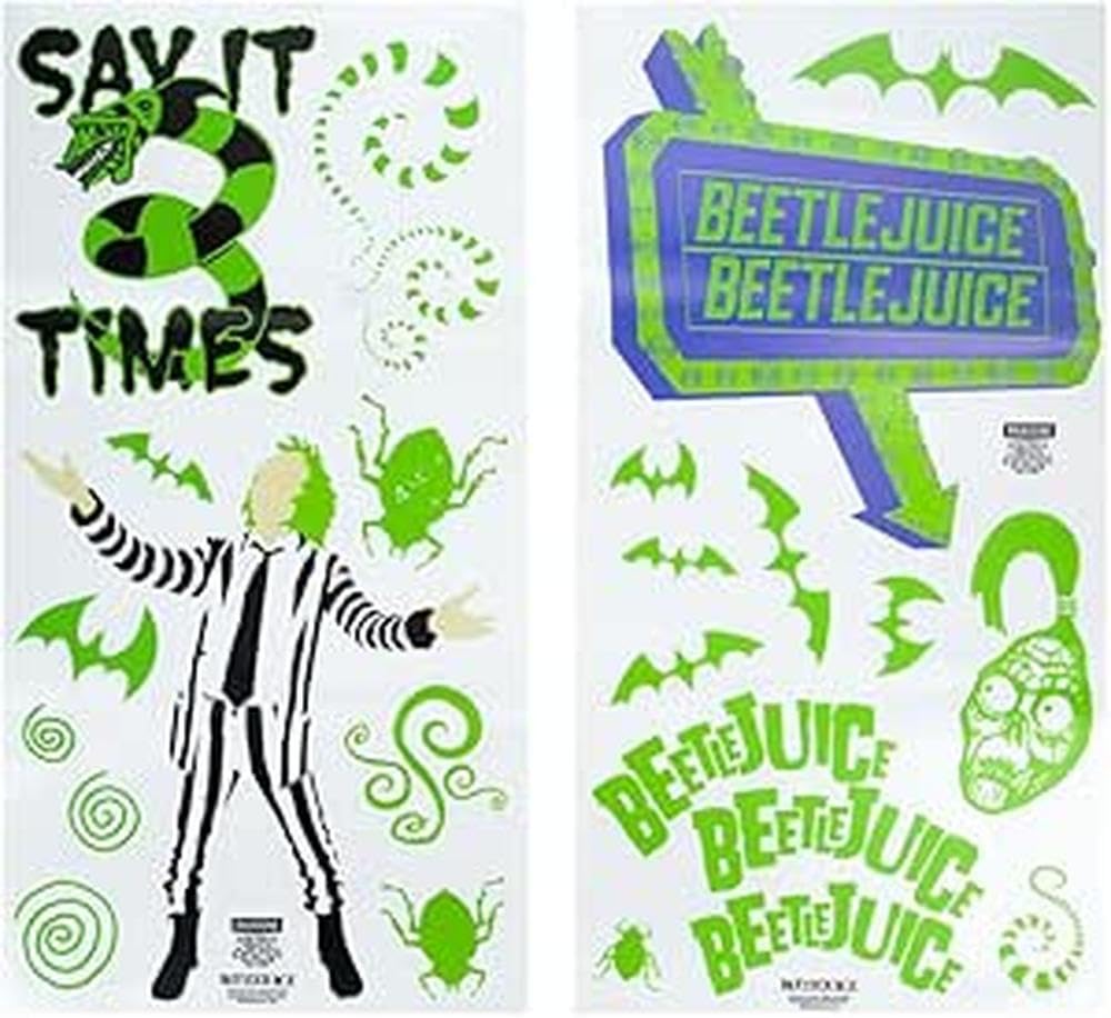Beetlejuice Wall Decals, Officially Licensed Merchandise, 50 Stickers inc 20 Glow in the Dark Stickers