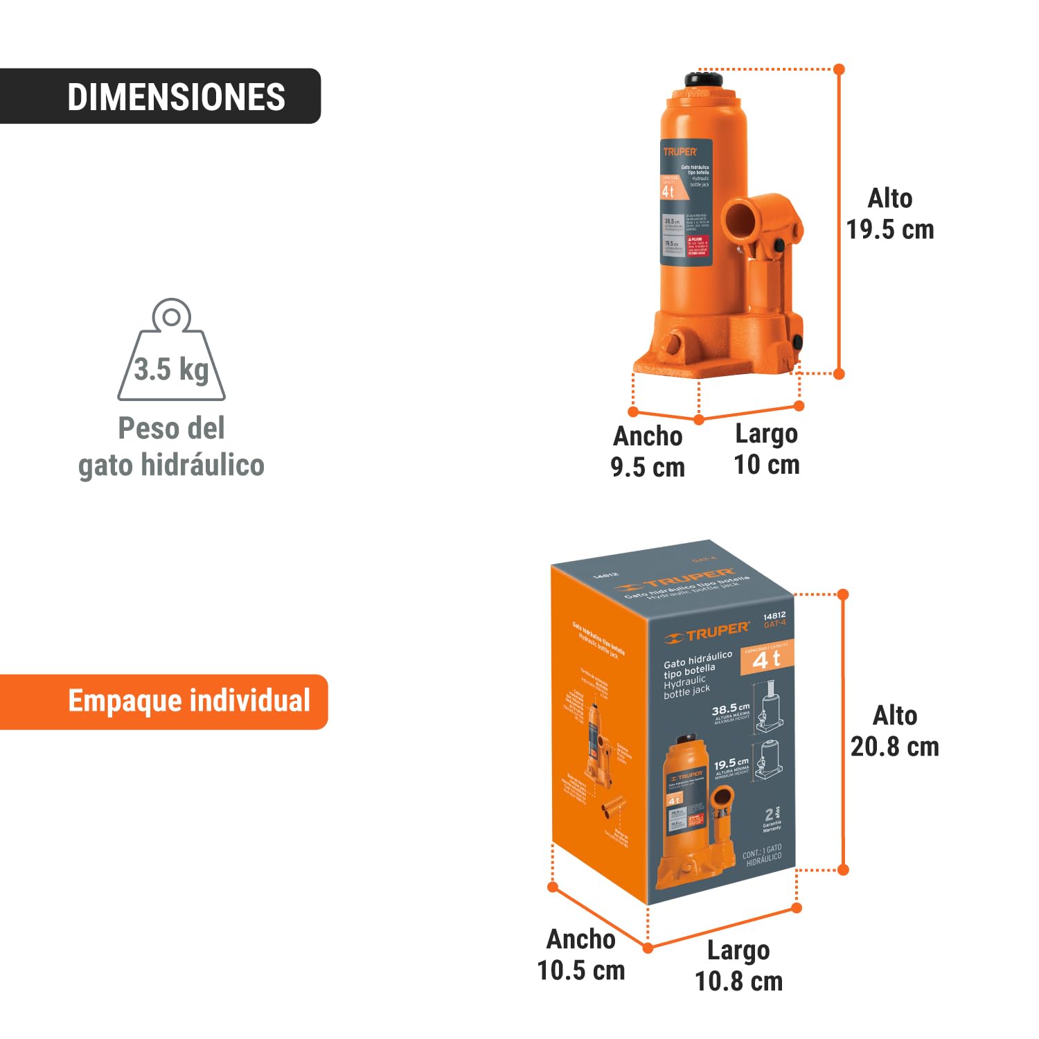 Truper GAT-4, Gato de botella, 4 tons