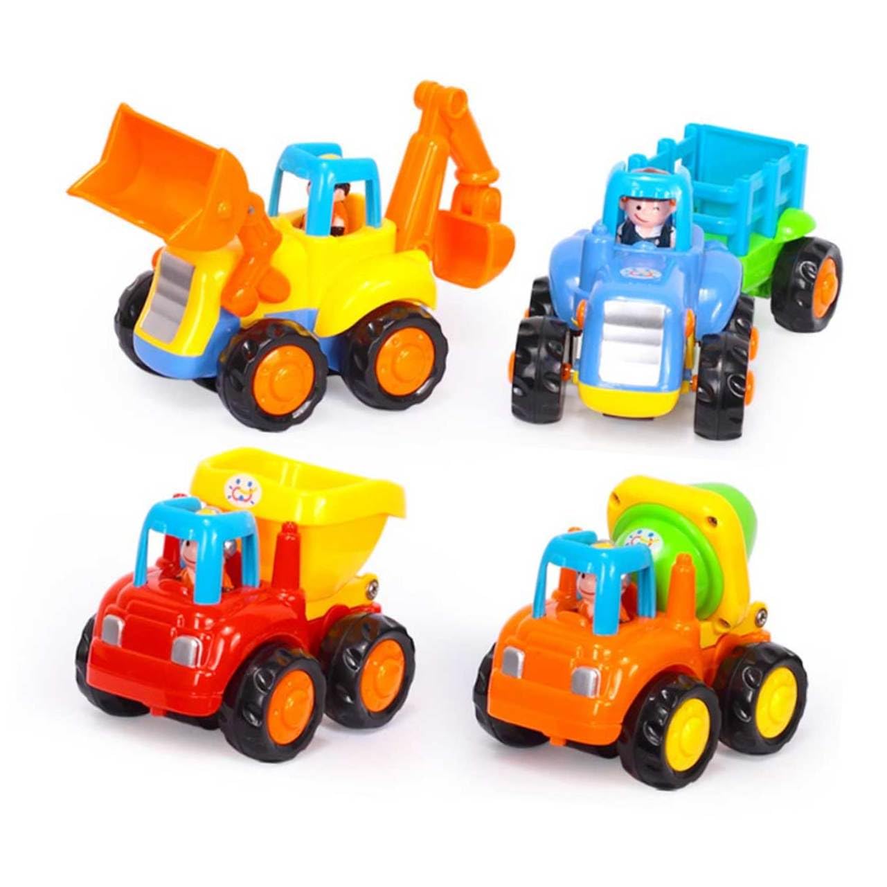 Camion Giocattolo per Bambini Veicolo Ingegneristico Verde in Abs Meccanismo a Strappo senza Batterie, Giocattolo Educativo per Apprendimento Precoce e Divertimento Sicuro