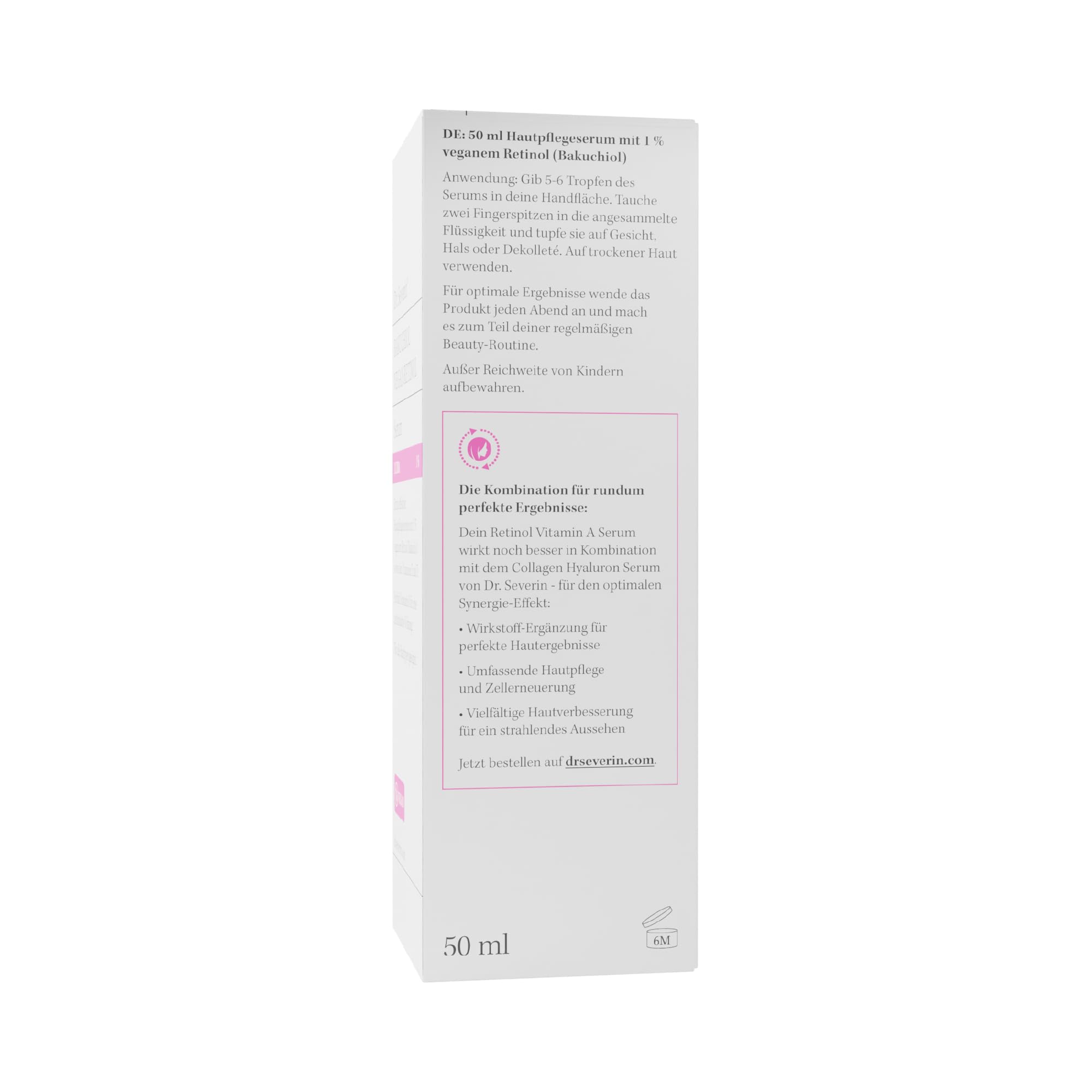 Dr. Severin 1% Bakuchiol Vegan Retinol Serum Ultra 50 ml I Gesichtsserum mit pflanzlichem Retinol, Vitamin E, Vitamin F, Marula-Öl, Avocado-Öl I Anti-Aging I minimiert feine Linien und Poren I Vegan