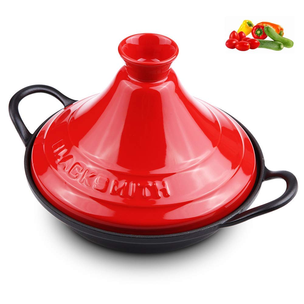 Marmite à tajine, marmite en Fonte émaillée, cocotte en céramique braisée Maison Japonaise de Cuisson et réglages de température Four/Rouge