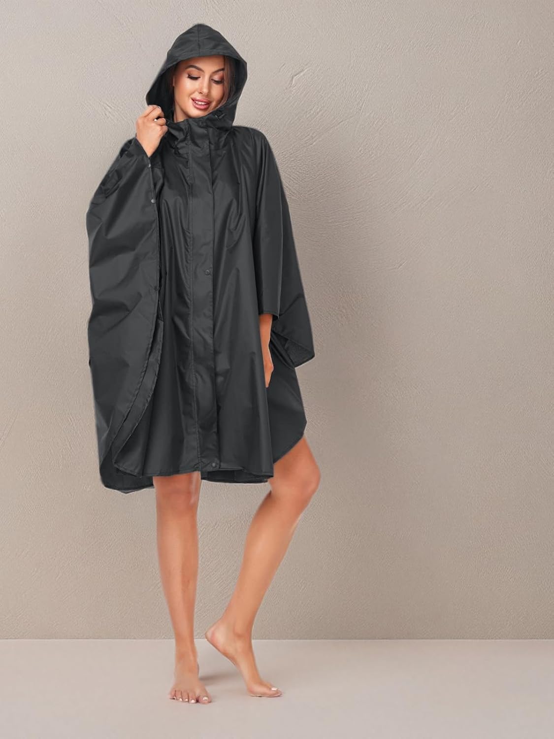 SaphiRose Unisex Rain Poncho Hooded Waterproof Raincoat for Adults Women - Image 8