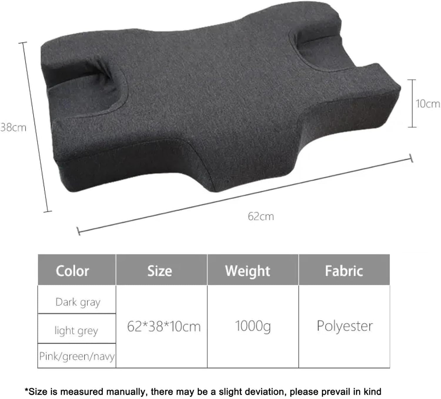 Morbido Cuscino per Dormire Memory Foam Prevenzione delle Rughe Cuscino di Bellezza Cuscino Antirughe, H, 62x38x10cm