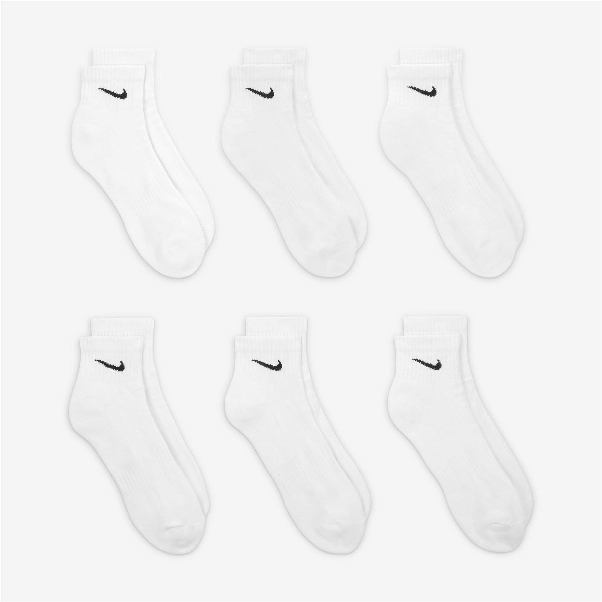 NIKE 6 X Sport Freizeit Socken Strümpfe 2X3er Pack SX7677, Farbe:Weiß, Größe:S = 34-38