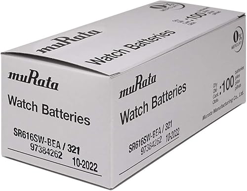 Miniatura 2 de Murata Batería 321 SR616SW 1.55V Pila de botón de reloj de óxido de plata (100 baterías)