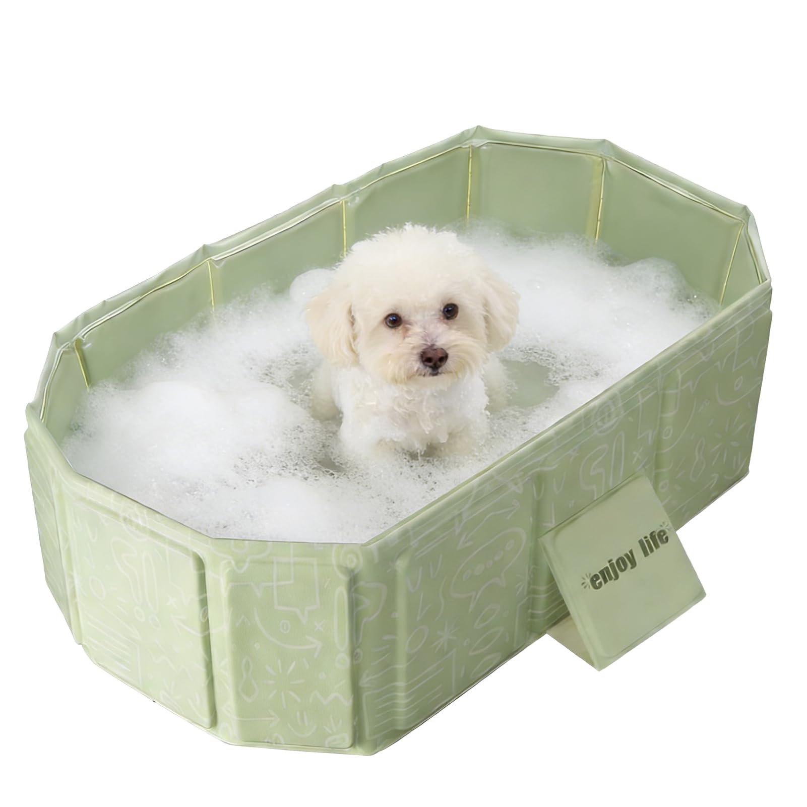 Faltbare Hunde-Badewanne, Pool, zusammenklappbar, 74 x 45 cm, für Hunde und Katzen, PVC, rutschfest, für Welpen, Duschbecken