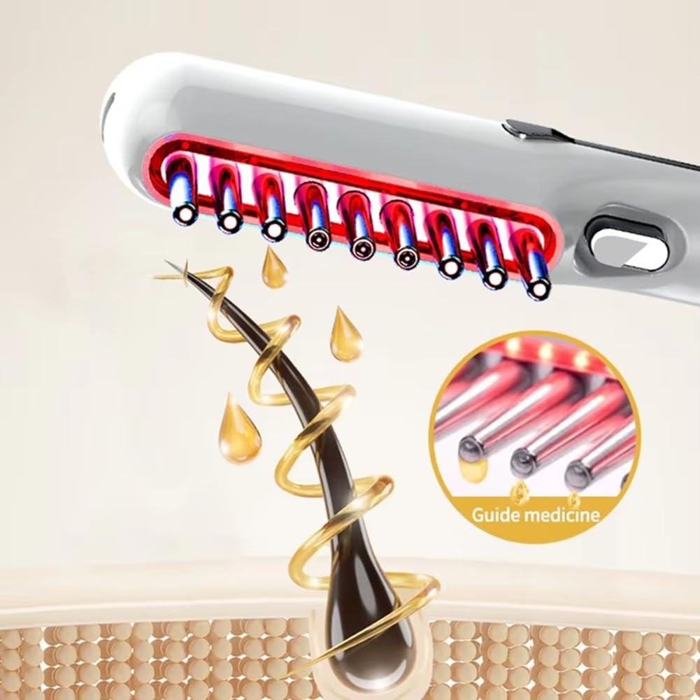 Pettine elettrico per massaggio alla crescita dei capelli con microcorrente, luce rossa a LED, spazzola per cuoio capelluto per spa anticaduta