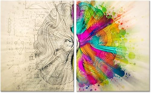 Hello Artwork - Lienzo decorativo abstracto moderno para pared, 2 paneles, diseño de lienzo izquierdo y derecho