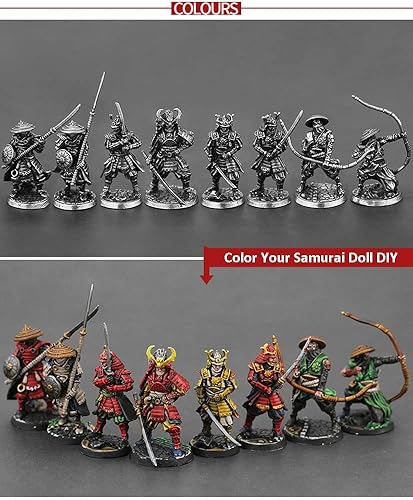 Miniatura 5 de Modelo Samurai de aleación, juguete antiguo modelo mini guerrero, juegos de mesa de estilo japonés y decoración de ajedrez, manual militar, muñeca