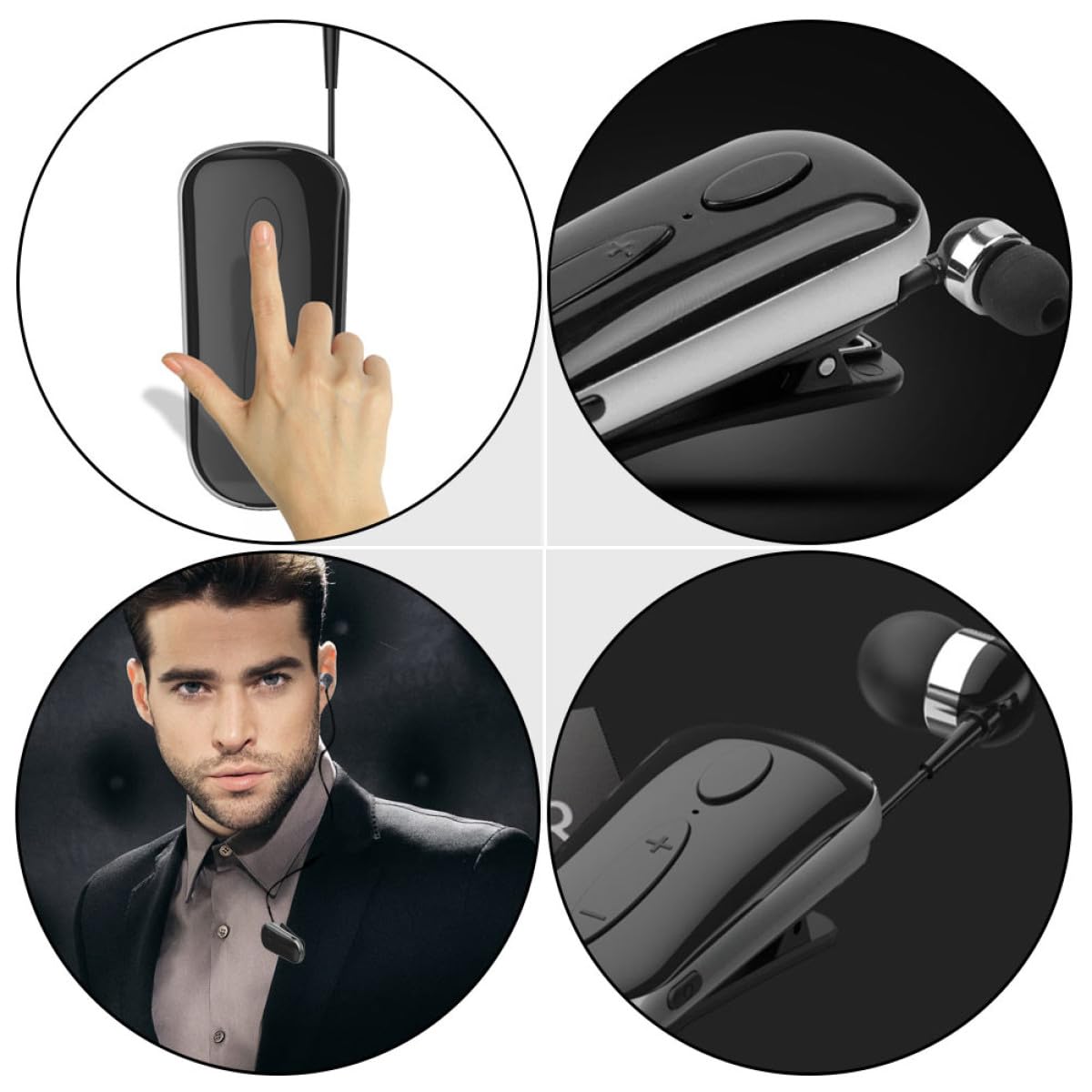SHINEOFI 1 Set Cuffie Sportive Wireless Retrattili con Clip Auricolari Leggeri Ergonomici per Corsa e Attività Nero