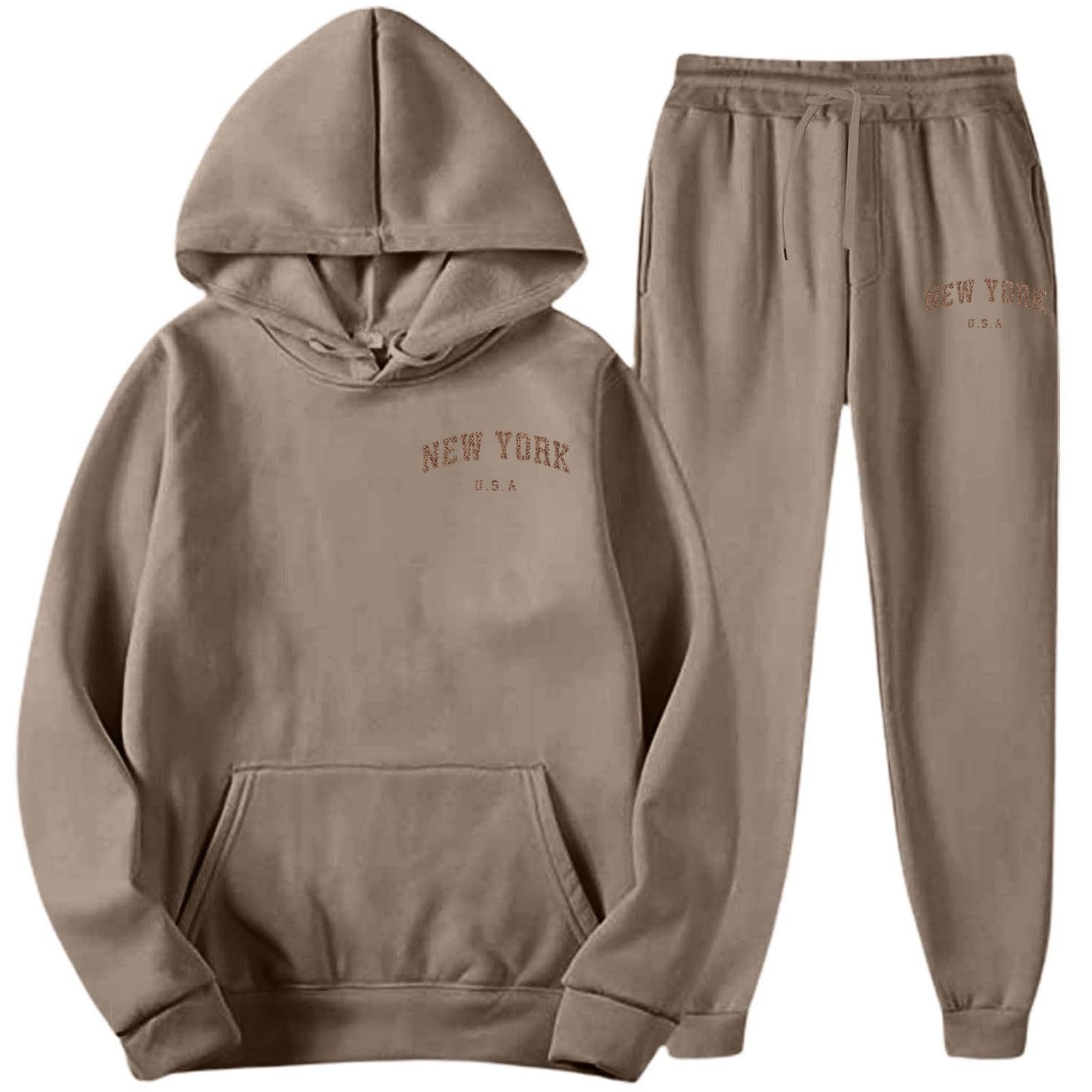 Generisch Tuta da uomo 2 pezzi in pile con chiusura lampo, tuta sportiva da jogging per fitness e tempo libero, calda felpa e pantaloni per uomini attivi