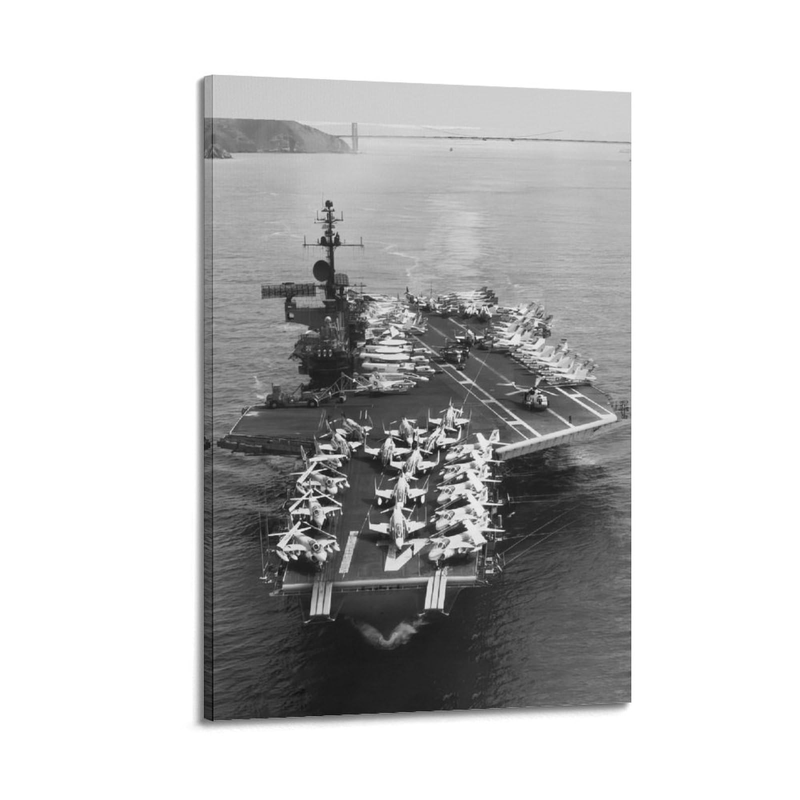 Glmhok Frame-Style Naval Warships Poster Uss Midway Leaves Sf Decorative Painting Canvas Poster 12X18inch(30X45cm)