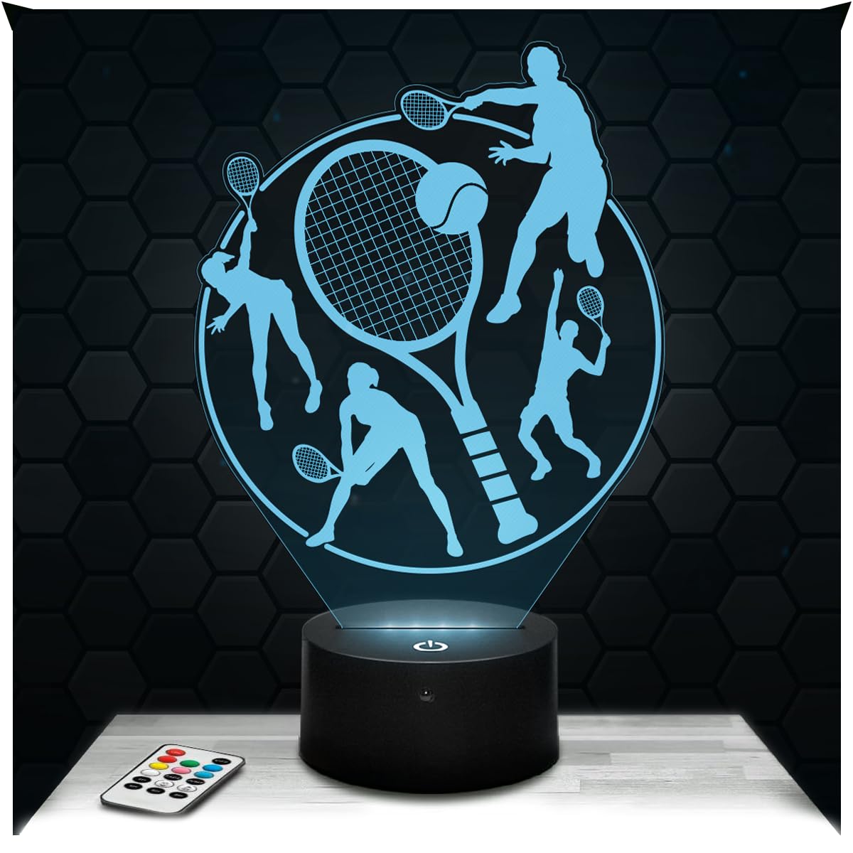 Lampephoto.fr - 3D Tennis Sport Competition Lamp, Touch LED Night Light, 3D Hologram Effect, Christmas Birthday Gift Idea for Men and Women, Bedroom Decoration Object