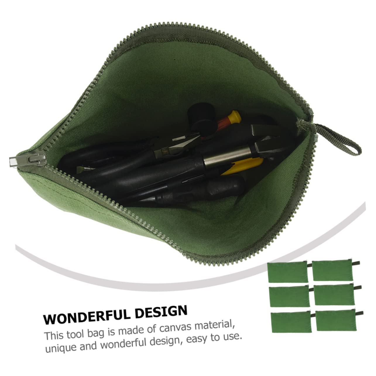 Bolsa de Herramientas de Lona Verde, Paquete de 6 Unidades