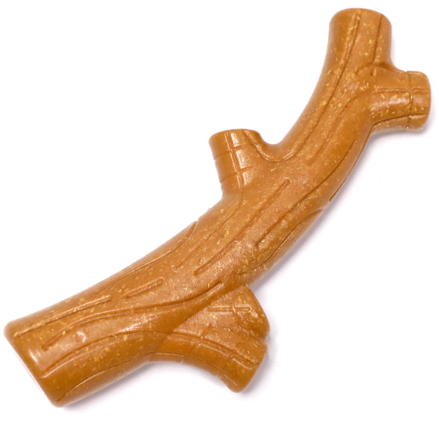 Bestwist Dog Toys, Indestructible Chicken Flavoured Teething Bone for Medium Dogs with Groove for Peanut Butter & Dental Care, Long-Lasting Pet Chew Toy to Reduce Anxiety (Brown-resin)