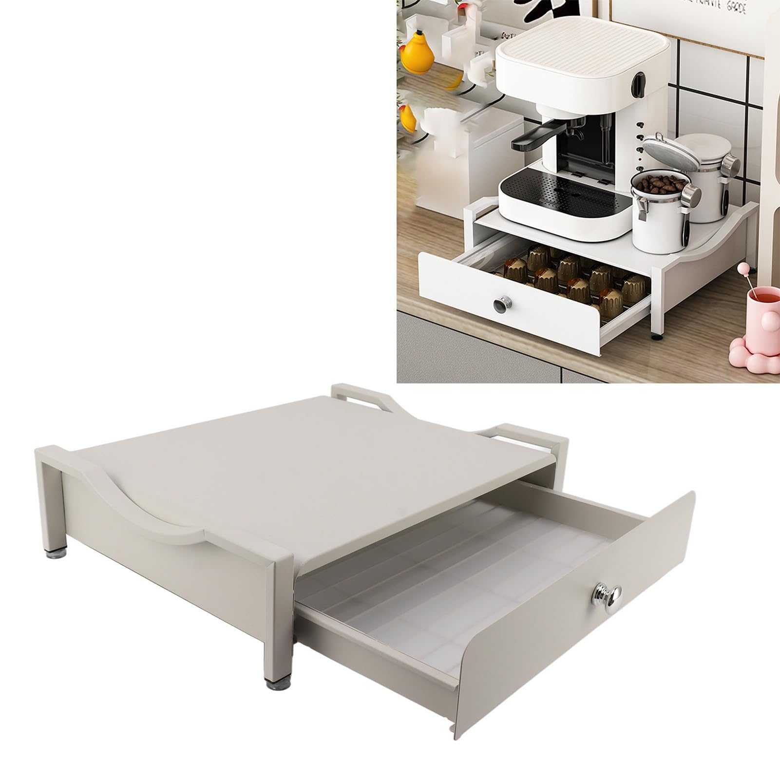 per Cassetto Porta Cialde, Porta Capsule per Organizer per caffè, Installazione Semplice, Design Elegante, Struttura in Acciaio Al Carbonio, Cassetto Porta Capsule per (Bianco S)