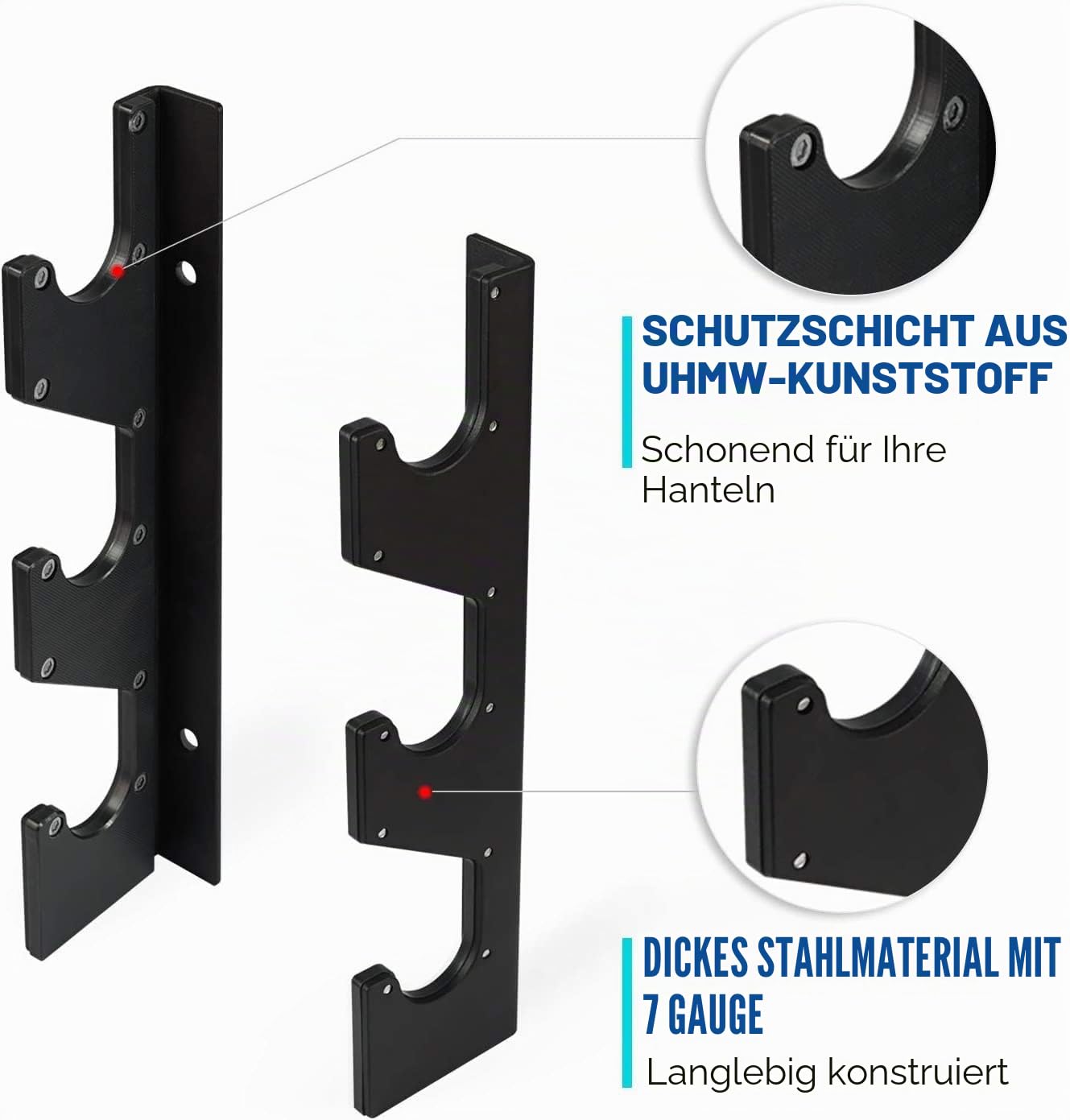 Yes4All Legierter Stahl Horizontale Wandhalterung für Langhanteln mit Schutzschicht aus UHMW-Kunststoff - Storage Rack für Langhanteln, Gewichtsstange und latzugstange