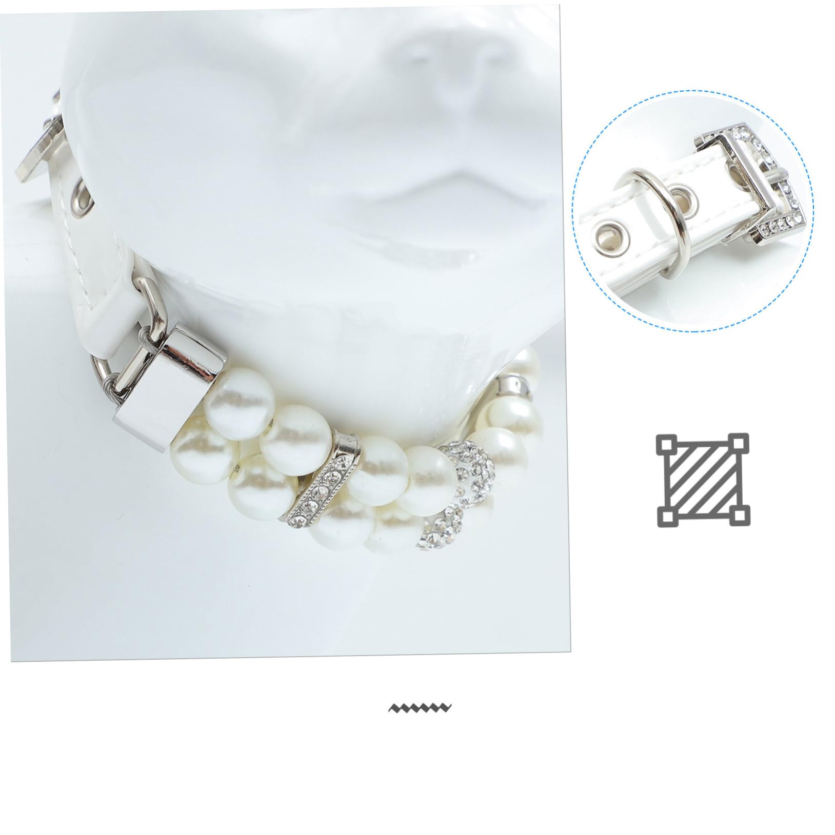 Toddmomy Set Collare e Guinzaglio per Cuccioli, Collare Bianco in Pelle Pu Perle Finte, 2 Pezzi, Regolabile per Matrimoni e Foto