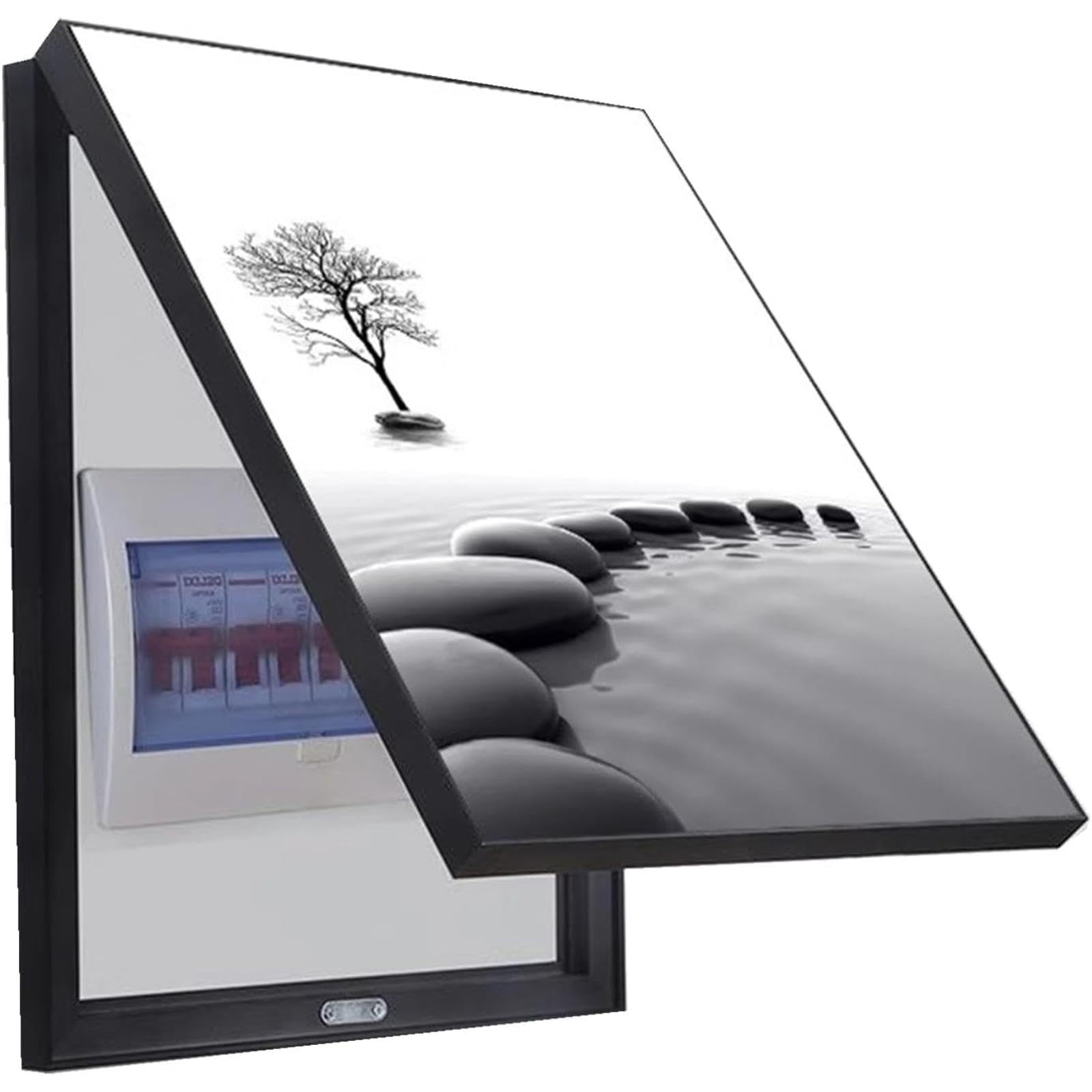 Quadro Elettrico Decorativo con Cornice Nera, Rivestimento Artistico a Parete per Contatore, Adatto a Soggiorno, Camera da Letto e Sala da Pranzo
