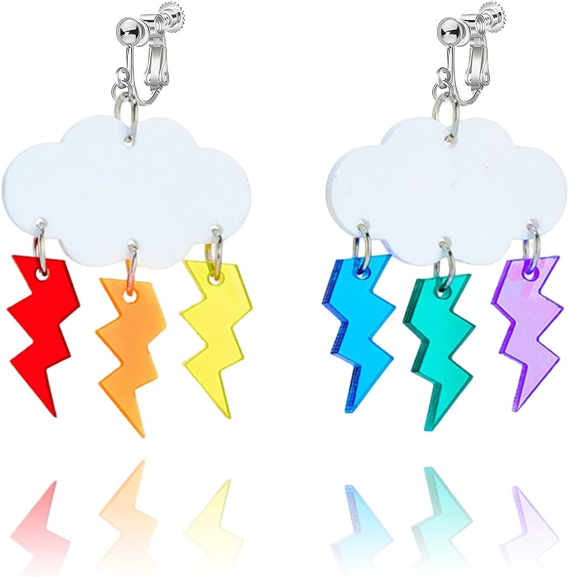 Pride Rainbow Clip on Earrings for Gay and Lesbian Acrylic LGBT Love Heart Earrings Lesbian Transgender Progress Flag Pride Accessories Outfit