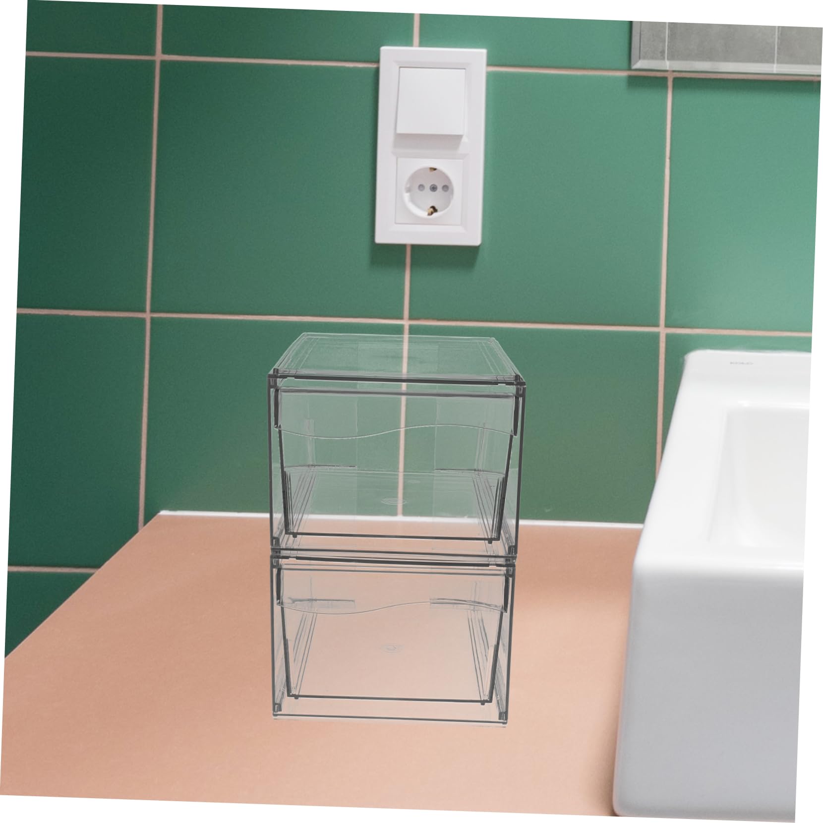 OUNONA 2stücke Stapelbare Acryl-aufbewahrungsboxen Mit Transparenter Organizer Für Kosmetik Make-up Und Hautpflege Multifunktional Für Schreibtisch Und Badezimmer Robust Und Platzsparend
