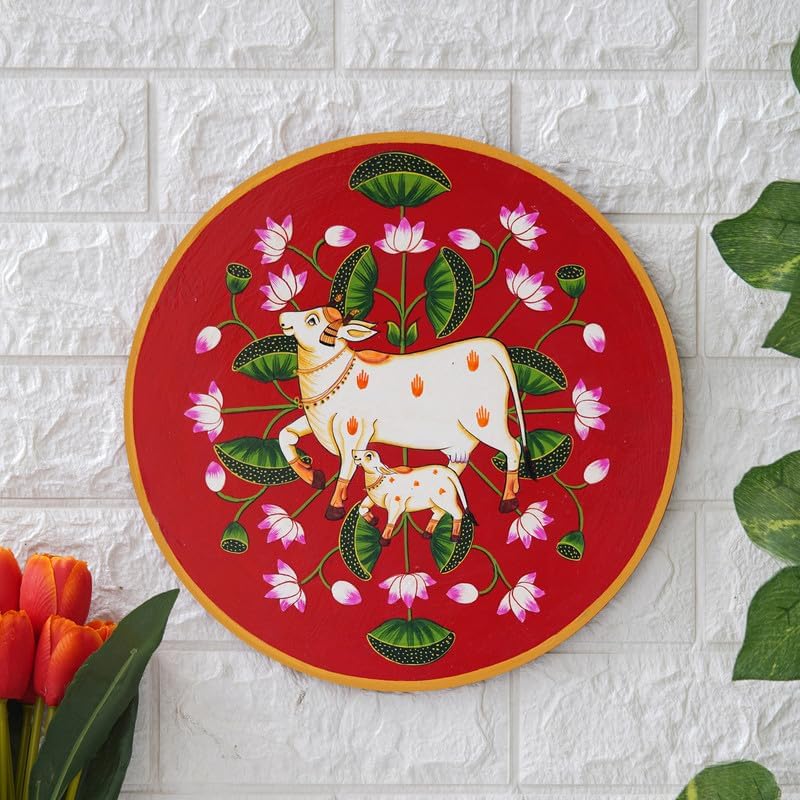 Artistry EmporiumHandmade Pichwai Wooden Wall Painting For LivingRoom Home Décor, Paintings For Wall Decoration Home decorations (12X12INCHES) Q8