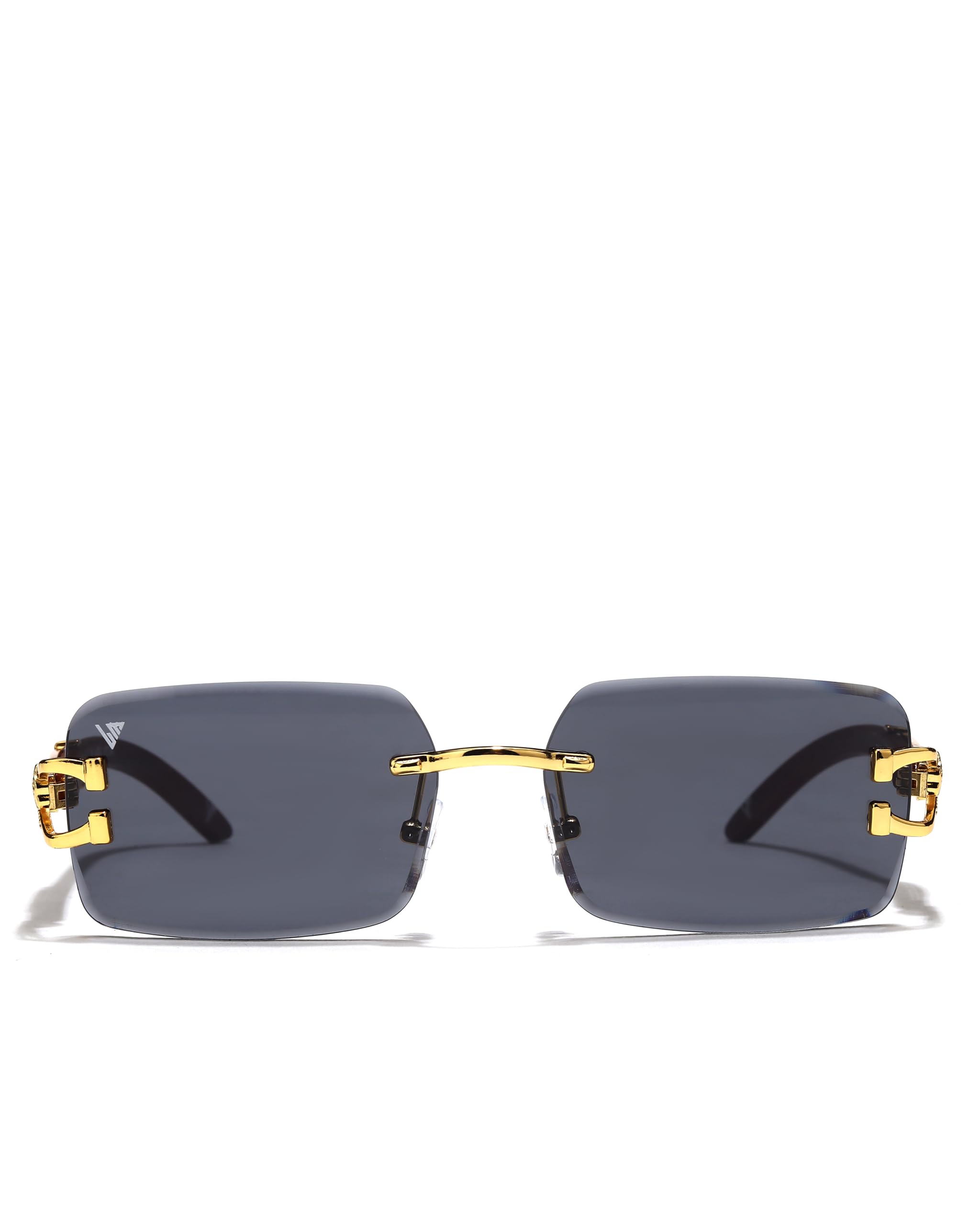 DIAMOND CUT RImless UV400 Protection Sunglasses For Men Women Rectangle Black Sun Glasses Goggles for driving photoshoot outdoor activities-image-22
