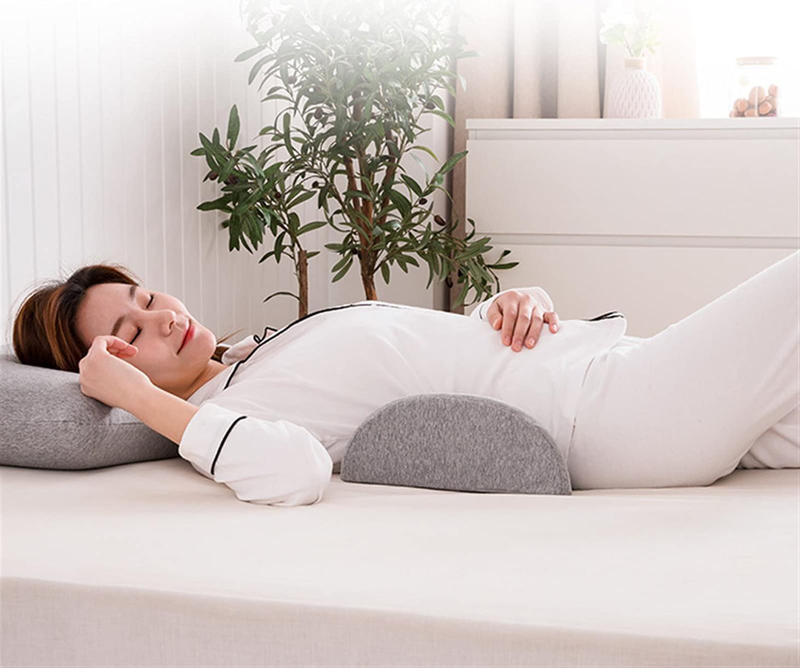 Cojín De Soporte Lumbar De Espuma De Memoria para Dormir para Aliviar El Dolor De Espalda, Soporte Lumbar Ergonómico,Dark Gray